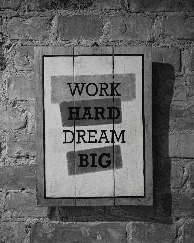 Work Hard Dream Big Inspirational Print | Motivational Wall Art | Rustic Brick Wall Decor | Office or Home Gift