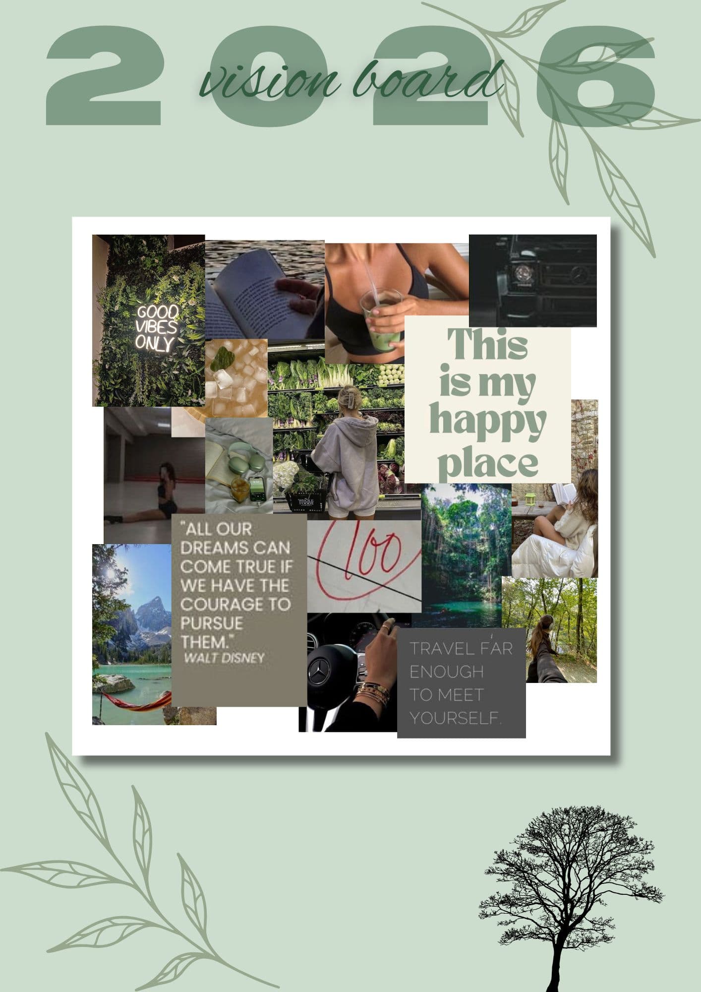 2026 Vision Board - green 2026 Vision Board - green - Digital product available for instant download from Maze Supplies