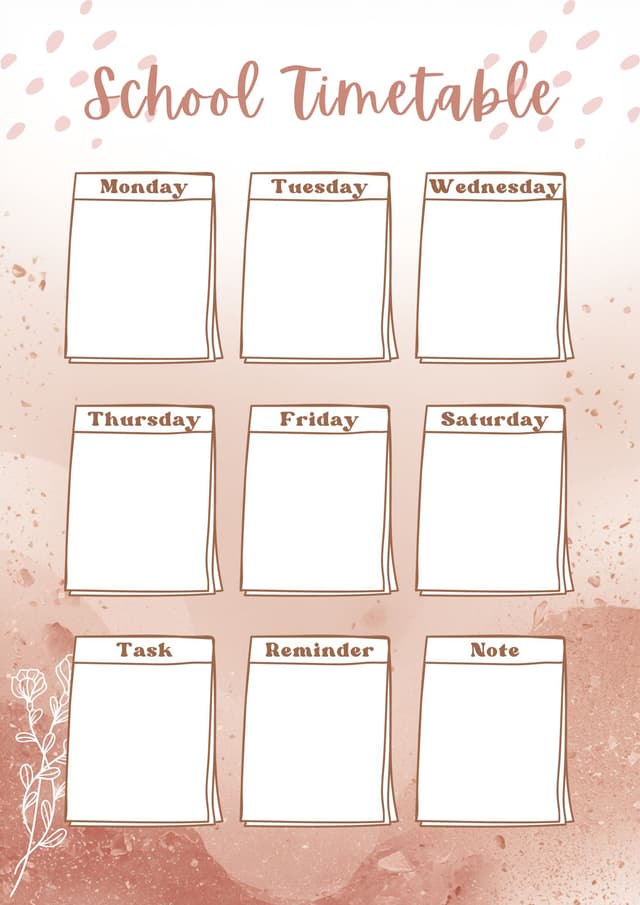 Weekly Study Timetable