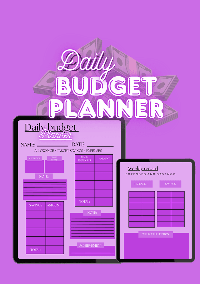 Purple Daily Digital Budget Planner