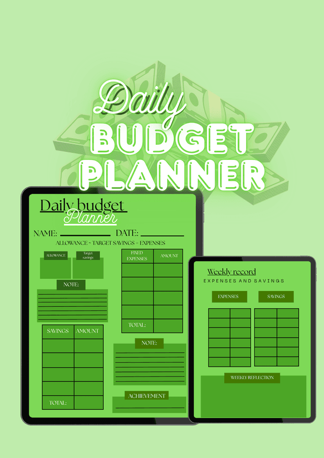 Green Daily Digital Budget Planner