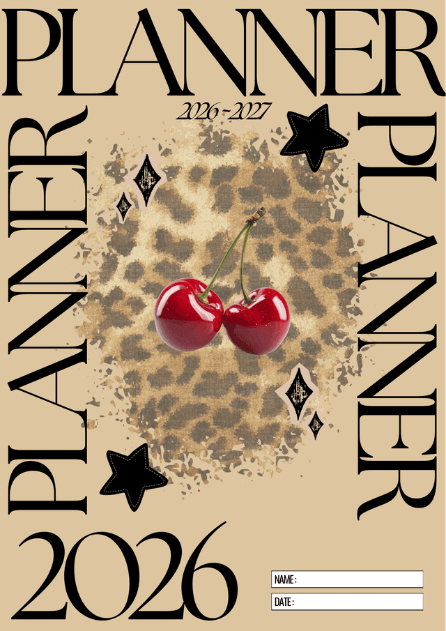 Monthly Digital Planner : Cherry, Leopard